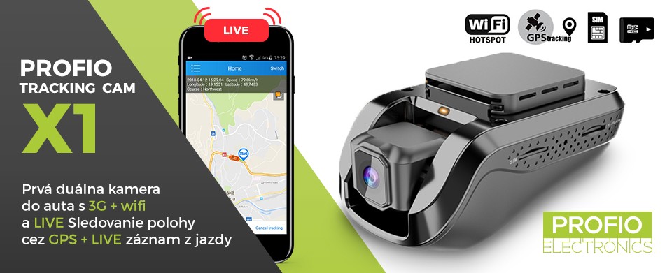 PROFIO X4 - WiFi dual car camera + GPS monitoring + Live
