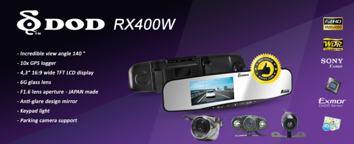 DOD RX400W rearview mirror camera